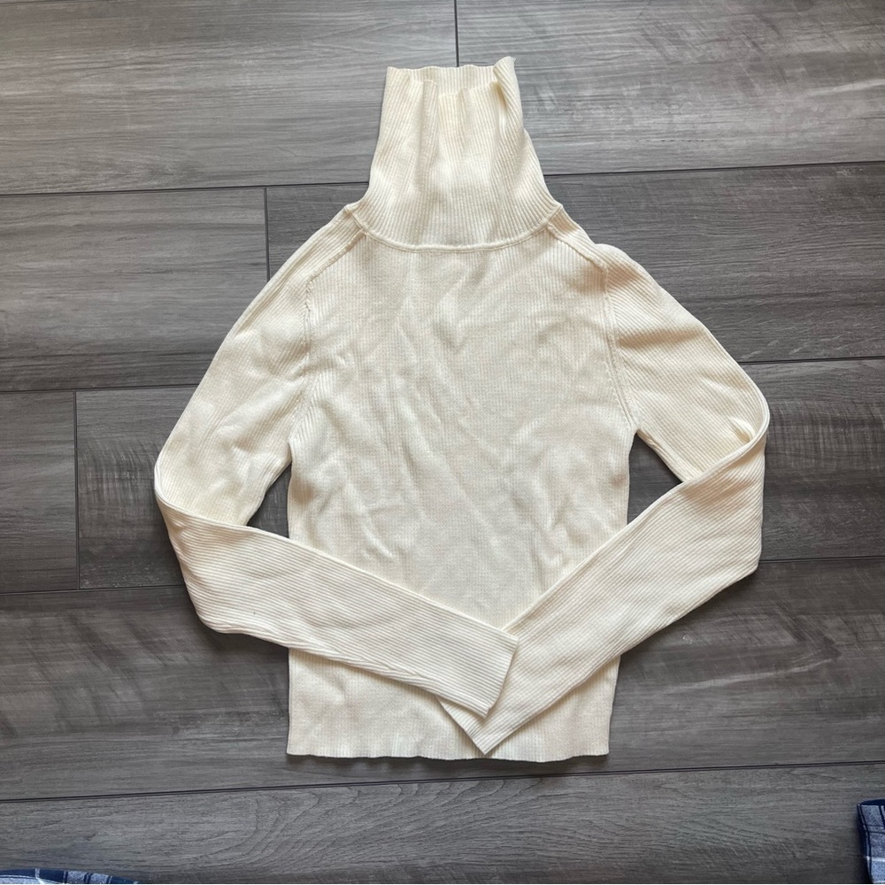 Urban Outfitters Cream Ribbed Knit Turtleneck Sweater